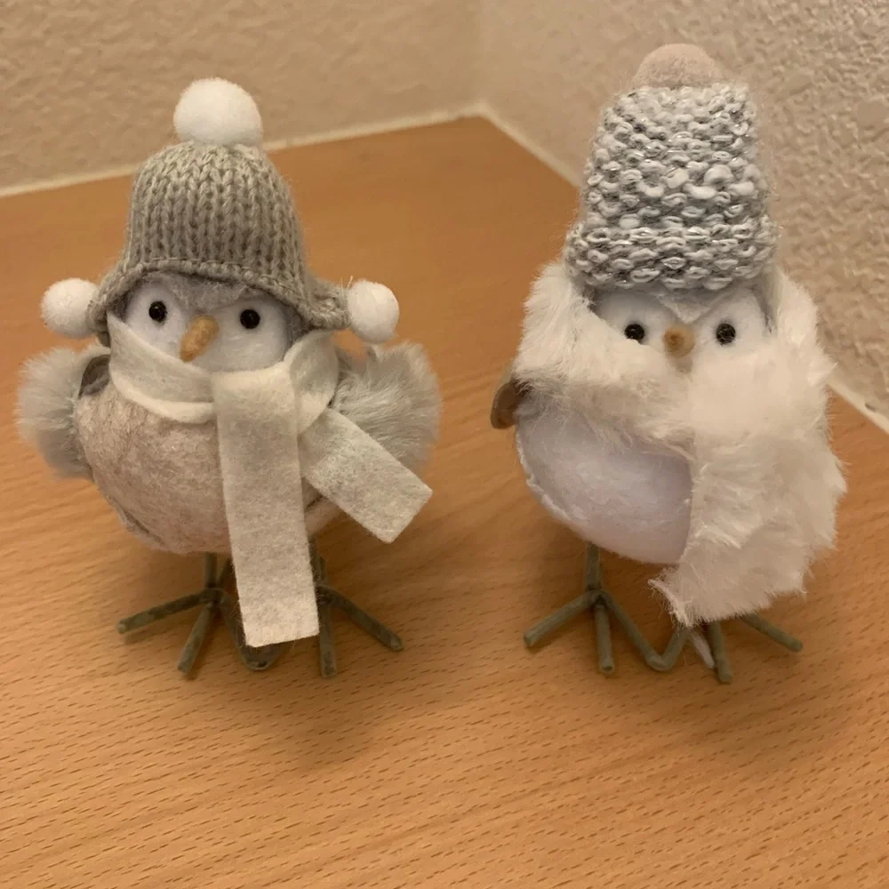 2022 Target Wondershop Featherly Friends Winter Fabric Birds Set of 2